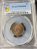 1869 Indian Head Cent, MS65RB PCGS, (15320)
