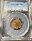 1876 Indian Head Cent, MS63RB PCGS, (15330)