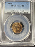 1908-S Indian Head Cent, MS65RB PCGS. (15340). Great Eye Appeal. Absolutely Stunning!