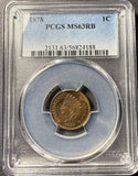 1878 Indian Head Cent, MS63RB PCGS, (15362)