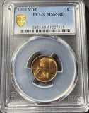 1909P VDB Lincoln Wheat Cent, MS65RD PCGS GS. (15366)