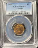 1909 Lincoln Wheat Cent, MS64RD PCGS, (15372)