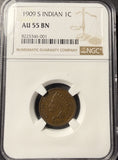 1909-S Indian Head Cent, AU55 NGC. (15376)
