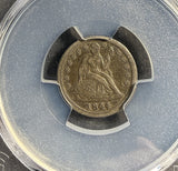 1844 Seated Liberty Dime, XF Det, PCGS, (15398) Key Date
