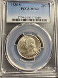 1935-S Washington Quarter, MS64 PCGS (15437)