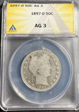 1897-O Barber Half Dollar, AG3, ANACS, (15441)