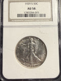 1929-S Walking Liberty Half Dollar, AU58 NGC (15463)