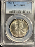 1936-D Walking Liberty Half Dollar, MS65 PCGS (15465)