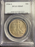 1936-S Walking Liberty Half Dollar, MS65 PCGS (15467)