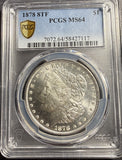 1878 8TF Morgan Silver Dollar, MS64 PCGS GS, (15473)