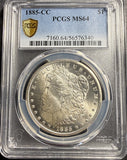 1885-CC Morgan Silver Dollar, MS64 PCGS GS, (15479)