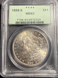 1889-S Morgan Silver Dollar, MS63 PCGS OGH, (15483)