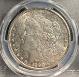 1890-CC TAILBAR Morgan Silver Dollar, AU58 PCGS GS, (15485)