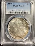 1899 Morgan Silver Dollar, MS63 PCGS, (15489)