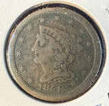 1851 Braided Hair Half Cent, Circ, (15515)