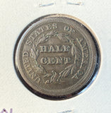 1853 Braided Hair Half Cent, Circ, (15517)