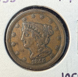 1855 Braided Hair Half Cent, Circ, (15521)