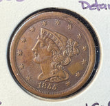 1855 Braided Hair Half Cent, UNC Det, (15523)