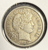 1907-S Barber Dime, AU. (15704)