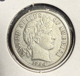 1914-S Barber Dime, AU+. (15724)