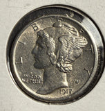 1917-D Mercury Head Dime, CH AU+. (15730)