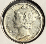 1931-S Mercury Head Dime, AU+. (15748)