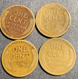 Lot 4pcs, 1912-D Lincoln Cents, Average Circulated. (15768)