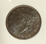 1819 Large Cent, MS62BN, NGC. (15776)