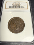 1851 Large Cent, N-1. MS64BN, NGC. (15780). Great Eye Appeal