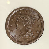 1854 Large Cent. N-3. MS64BN, NGC. (15782)