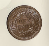 1854 Large Cent. N-3. MS64BN, NGC. (15782)
