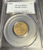 1858 S/L Flying Eagle Cent, MS63 PCGS. (15784)