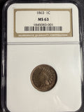 1863 Indian Head Cent, MS63 NGC. (15790)