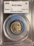 1916 Buffalo Nickel, MS64 PCGS. (15824)