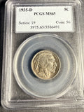 1935-D Buffalo Nickel, MS65 PCGS. (15850)