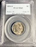 1931-S Buffalo Nickel, MS65 PCGS. (15832)