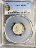 1921 Mercury Head Dime, AU53 PCGS GS (15856) Key Date