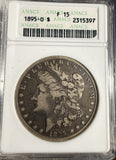 1895-O Morgan Silver Dollar, F15 ANACS. (15918)