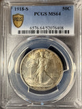1918-S, Walking Liberty Half Dollar, MS64 PCGS GS  (15939)