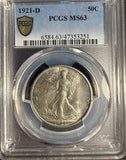 1921-D Walking Liberty Half Dollar, MS63 PCGS GS (15955) Key Date
