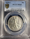 1928-S Walking Liberty Half Dollar, MS64 PCGS GS  (15961)