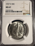 1937-S Walking Liberty Half Dollar, MS67 NGC, (15984)