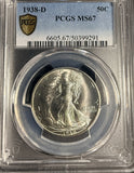 1938-D Walking Liberty Half Dollar, MS67 PCGS GS, (15986)
