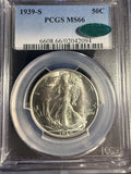 1939-S Walking Liberty Half Dollar, MS66 PCGS+CAC, (15990)