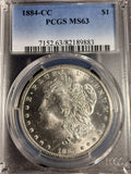 1884-CC Morgan Silver Dollar, MS63 PCGS (16005)