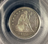 1870 Seated Liberty Quarter, Proof 62. (16010)