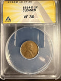 1914-D Lincoln Wheat Cent, VF30 Det, ANACS (16014)