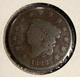 1823 Coronet Head Large Cent, Circulated. (16077)