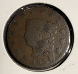 1824 Coronet Head Large Cent, Circulated. (16079)