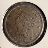 1840 SD Braided Hair Large Cent, XF. (16101)